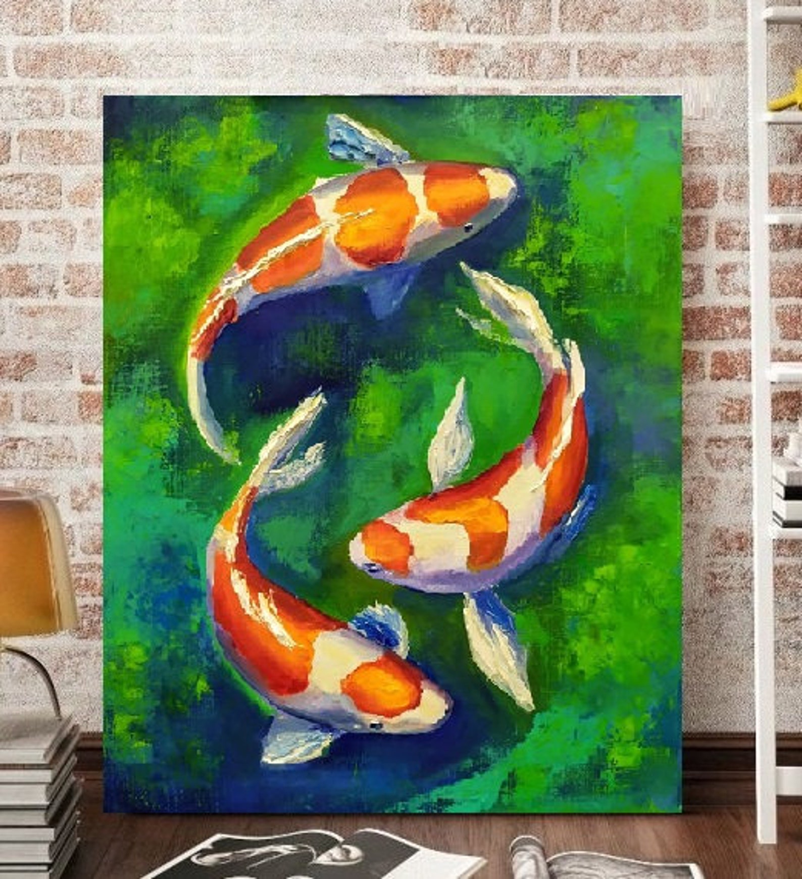 Koi Carps Art Koi Fish Painting Tropical Fish Art Japanese Koi | Etsy