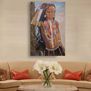 African Woman Art African Painting Original Art Black Woman Painting Oil Painting African Decor African Wall Art Large Art Masai Painting image 8