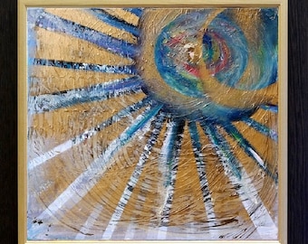 Abstract goud folie olieverfschilderij op canvas originele acryl textuur schilderij moderne kunst woonkamer Home decor gouden Wall Art palet mes