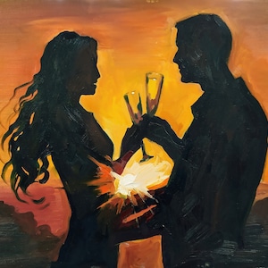 Romantische Kunst Original Ölgemälde Liebe Kunst Moderne Kunst Liebe Wandkunst Geschenk für romantisches Paar Portrait Romantisches Dekor Paare Schlafzimmer Kunst