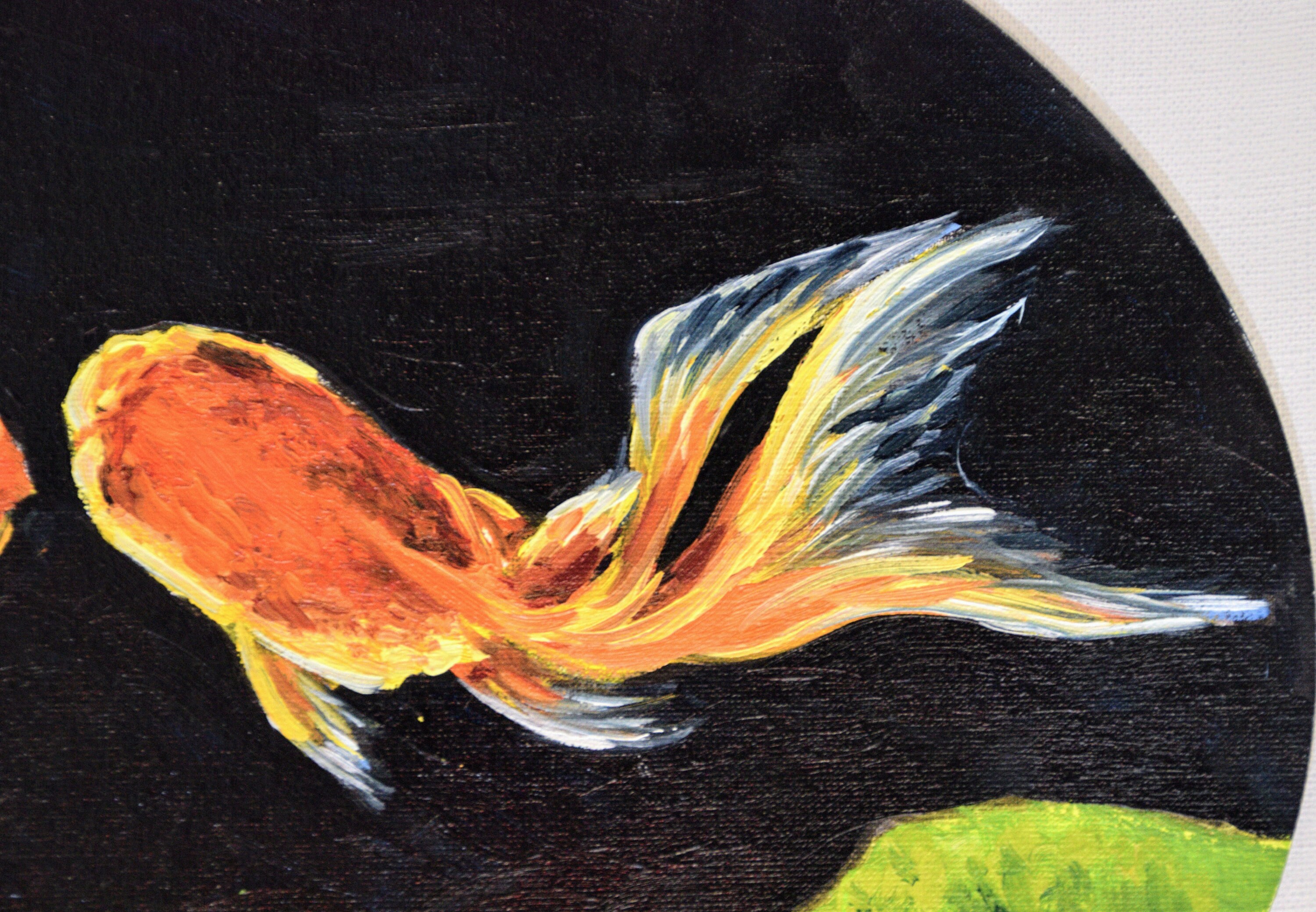 Goldfish Oil Painting Fish Original Art Goldfish Art Oval - Etsy