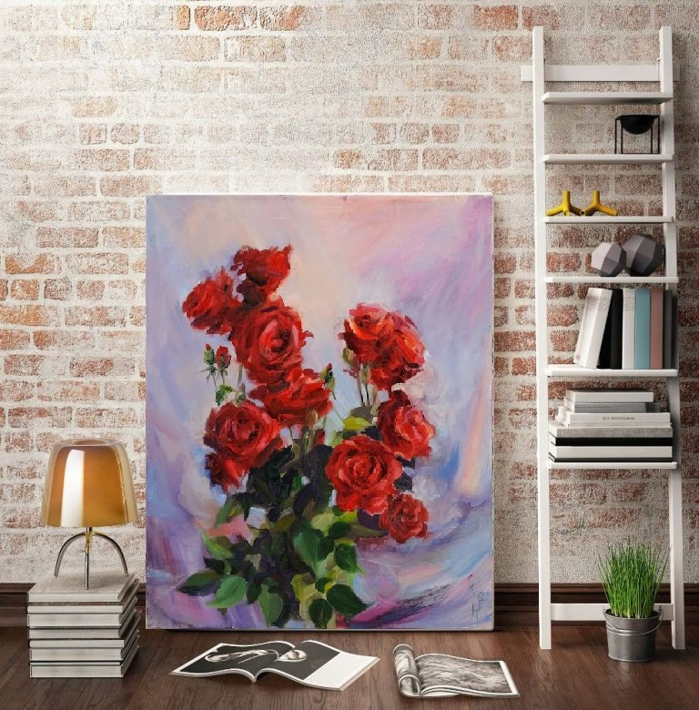 Rose Painting Flowers Still Life Red Rose Art Flower Art Classic