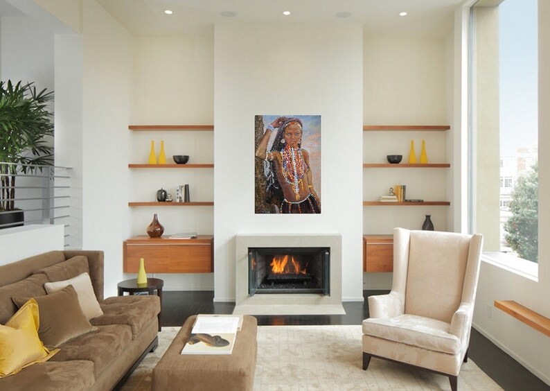 African Woman Art African Painting Original Art Black Woman Painting Oil Painting African Decor African Wall Art Large Art Masai Painting image 6
