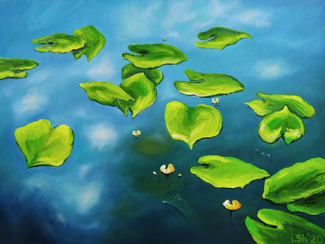 Lotus Oil Painting Water Flowers Art Original Painting Water Lilies ...