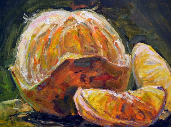 静物画 タンジェリンオレンジ 油絵 キッチン装飾用 キャンバス