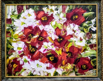 Abstract Floral Still Life Oil Painting Flowers On Canvas Original Art Expressionism Painting Flower Artwork Classic Art Home Decor Wall Art