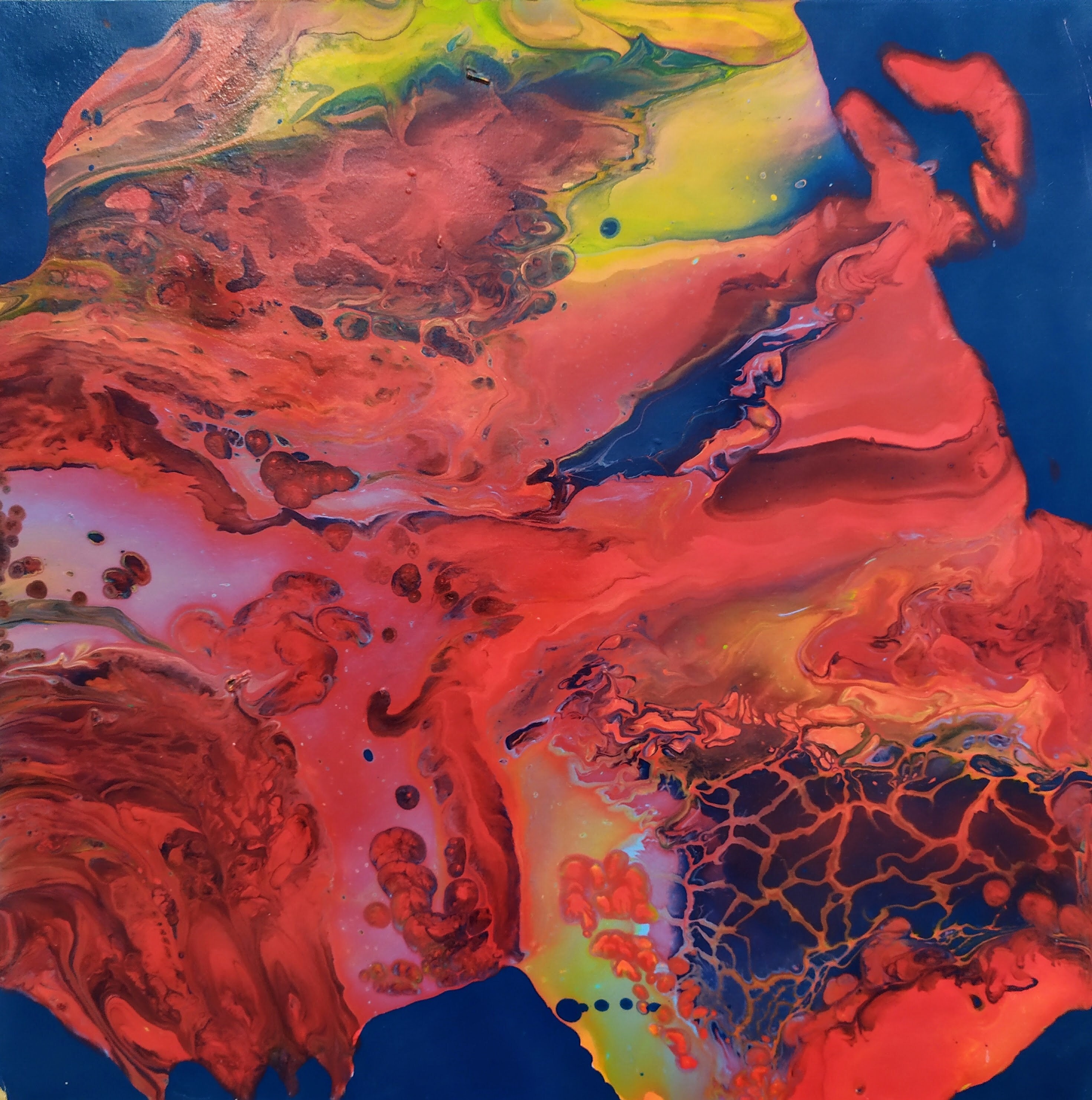 抽象アクリル画 赤（赤富士」アクリル画 抽象画 140×180 一点