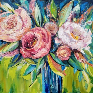 Abstract Floral Still Life Oil Painting Flowers On Canvas Original Art Expressionism Painting Flower Classic Art Home Decor Palette Knife