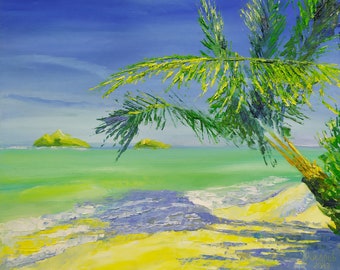 Caribbean Beach Art Painting Canvas Original Art Tropical Hawaii Art Ocean Painting Living Room Art Oil Painting Wall Art Seascape Artwork