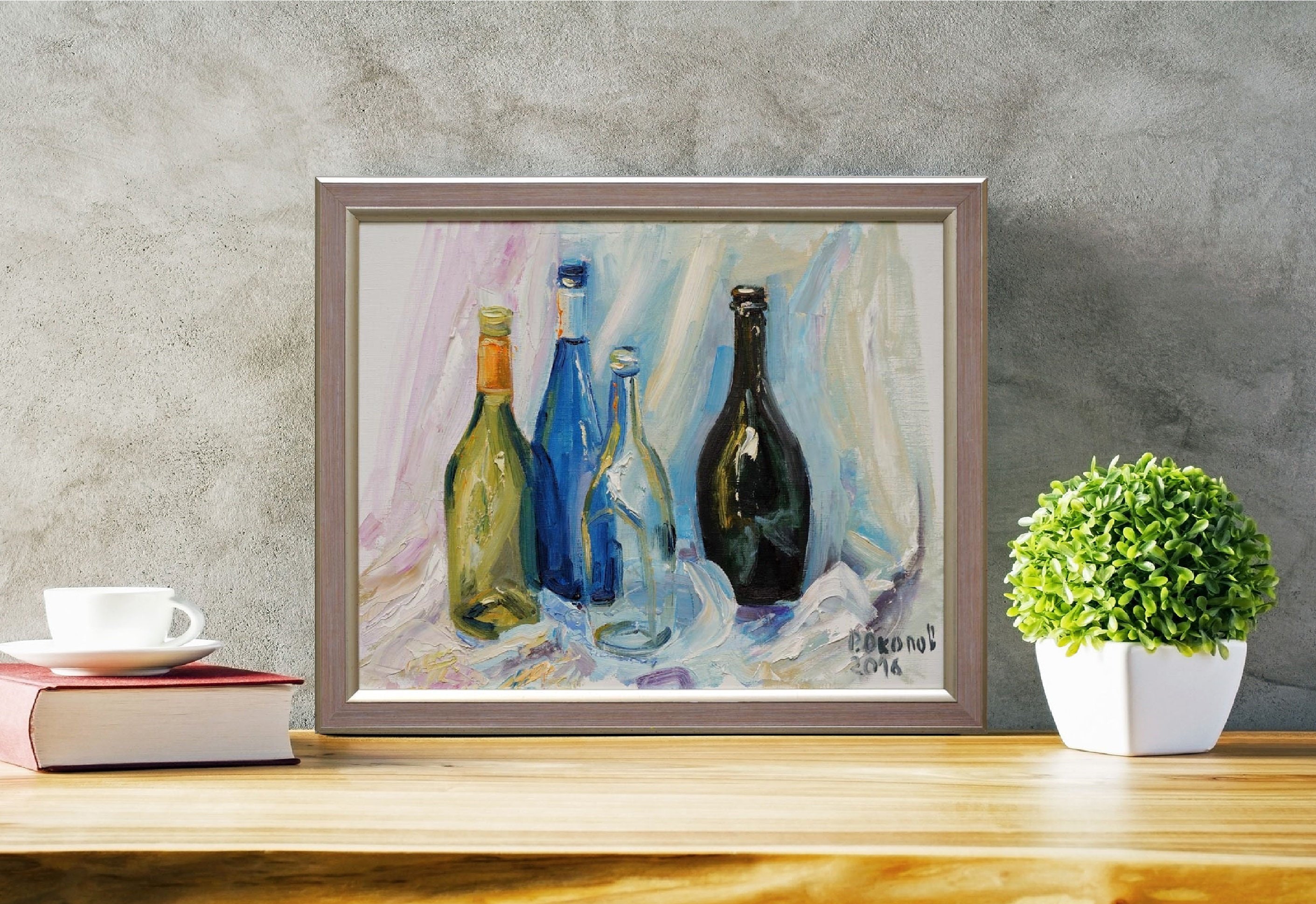 ORIGINAL Still Life Art Glass Oil Painting Dining Room Decor Etsy