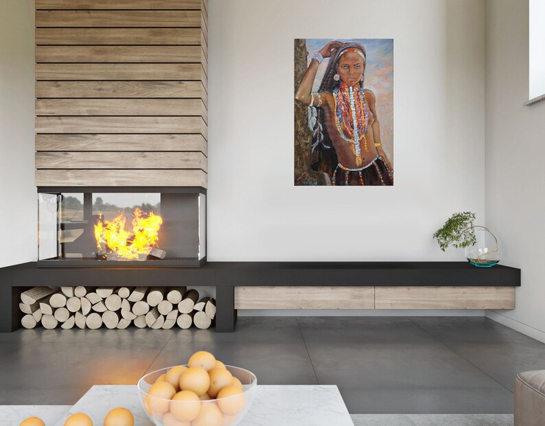 African Woman Art African Painting Original Art Black Woman Painting Oil Painting African Decor African Wall Art Large Art Masai Painting image 7