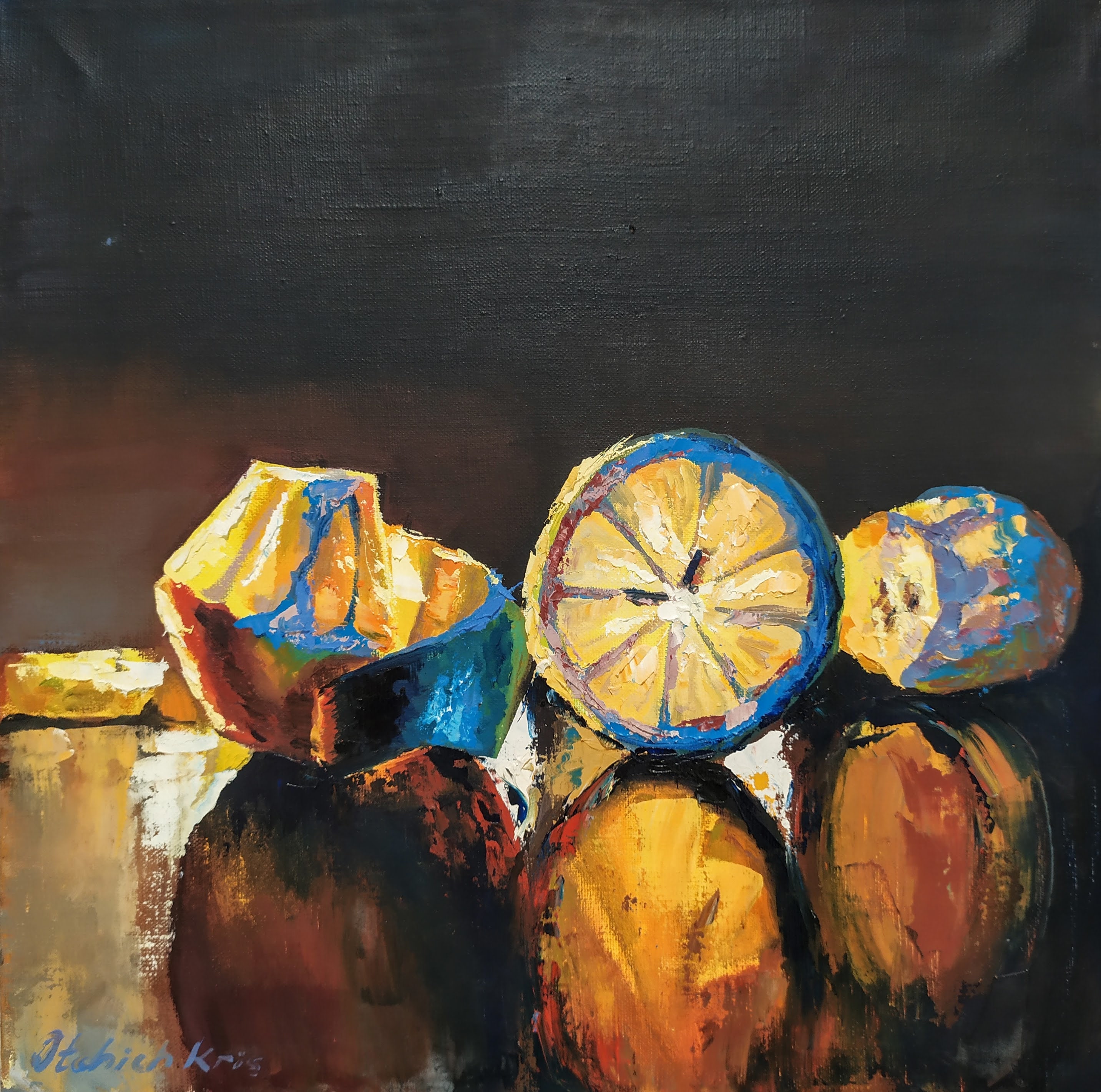 Still Life Painting Lemon Orange Oil Painting for Kitchen - Etsy
