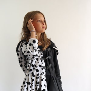 Cruella coat for kids or adults - Halloween costume, Disney Villain Cosplay, Dalmatian style jacket