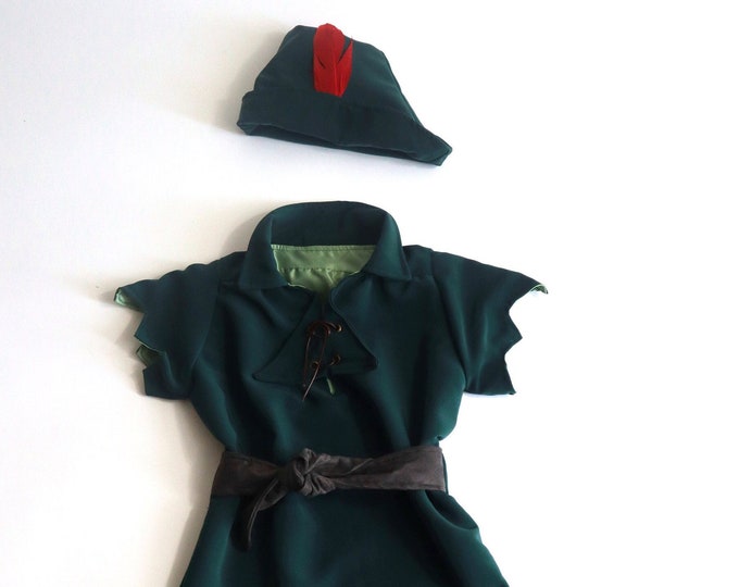 Peter Pan costume, tunic and hat, handmade