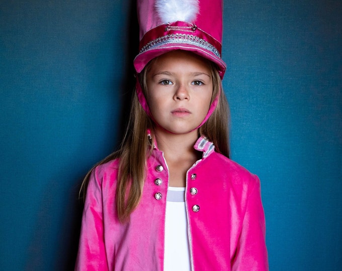 Pink velvet Nutcracker jacket with satin lining - Handmade Christmas costume - Fairy tail frock coat for kids