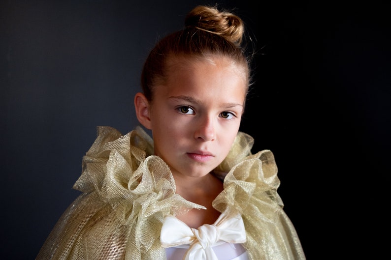 Gold tulle cape, taffeta bow image 6