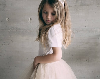 Tutu in extra cream volume tulle with gold glitter