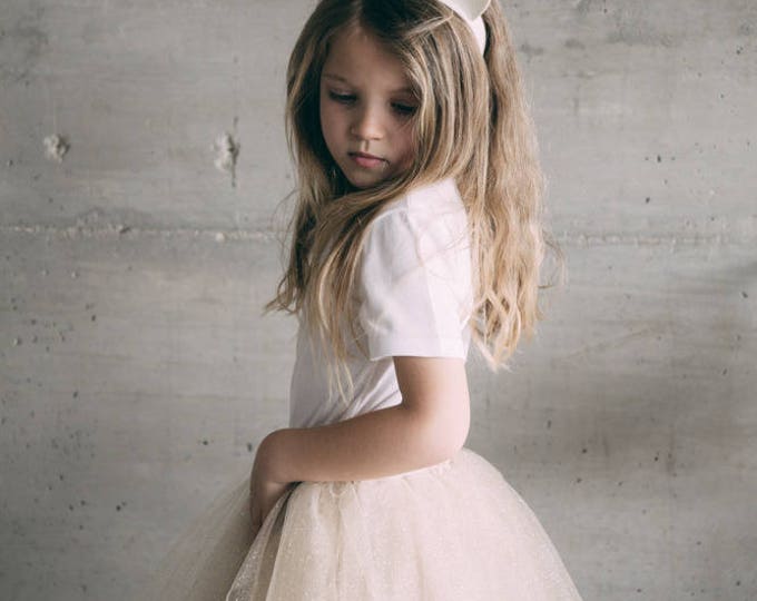 Extra volume tulle tutu in cream with gold sequins