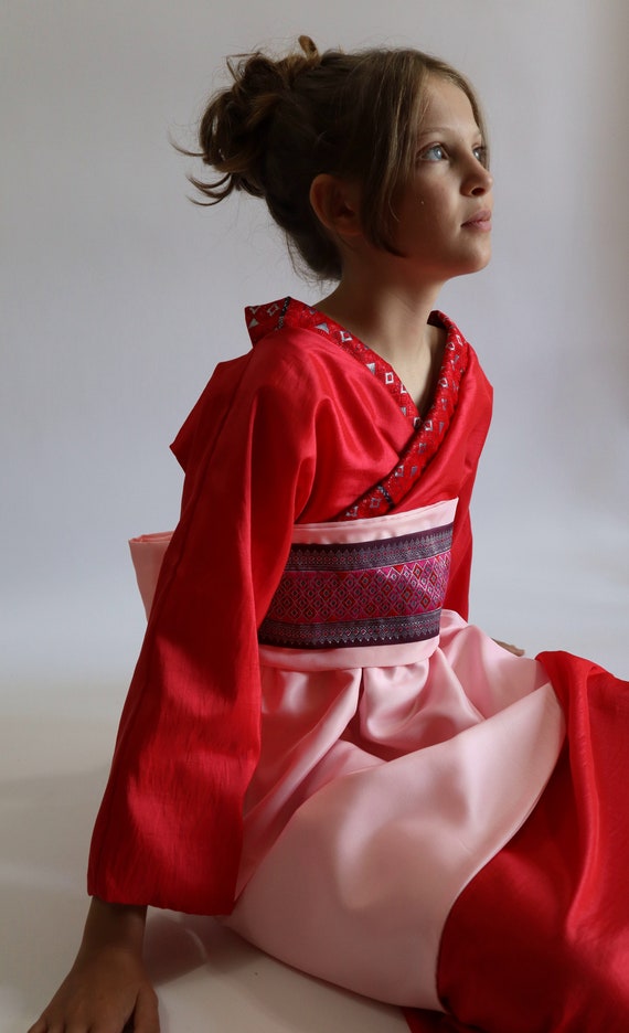 Mulan Inspired Dress Red Taffetas Pink Satin and Cotton - Etsy