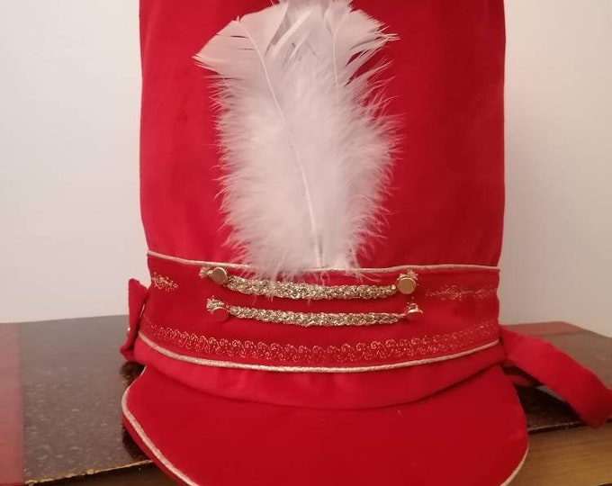 Red velvet Nutcracker hat, satin lining
