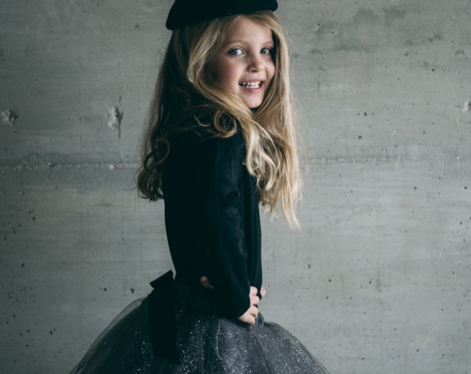 Silver glitter gray tulle tutu