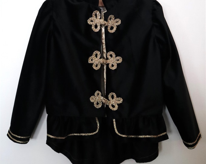 Black velvet Nutcracker jacket - Handmade Christmas costume - Children's fairy tail frock coat
