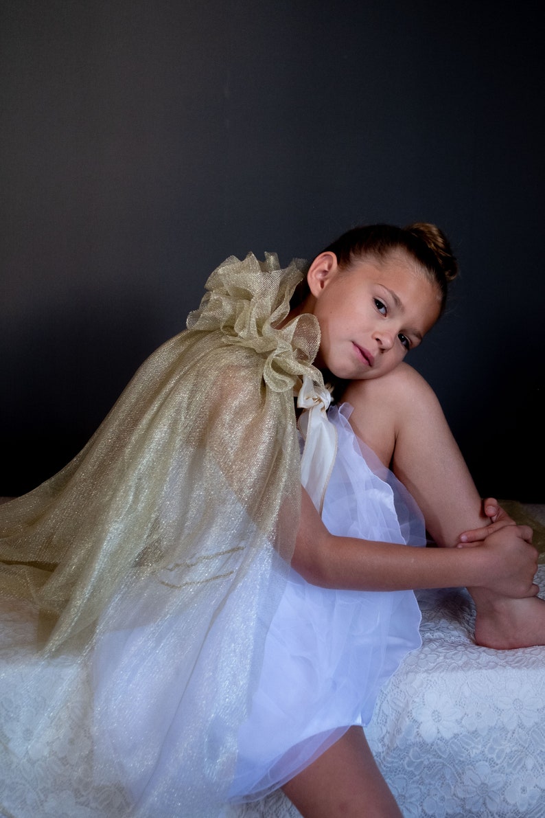 Gold tulle cape, taffeta bow image 3