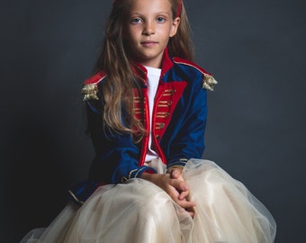 READY-TO-SHIP Nutcracker jacket in blue and red velvet, satin lining