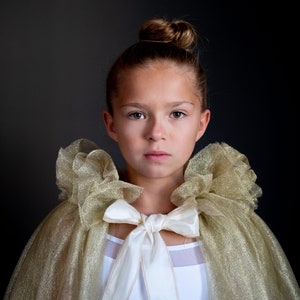 Gold tulle cape, taffeta bow image 2