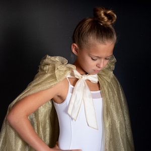 Gold tulle cape, taffeta bow image 1