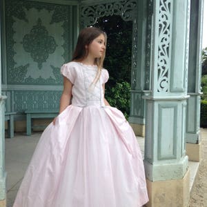 Princess Dress for Girls – Premium Pink Cotton and Silver Glitter Tulle - Handmade in Paris