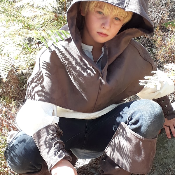 Robin Hood Hood in Premium Suède – Middeleeuwse of Viking Cape – Fantasy Kostuum, LARP, Cosplay