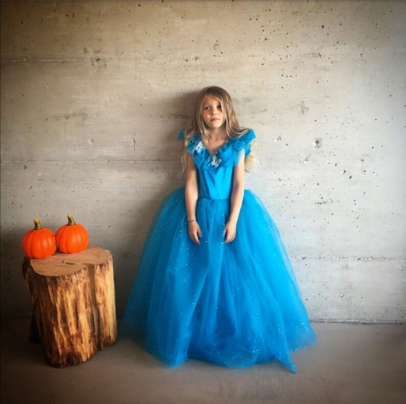 Tacobear Robe Cendrillon Fille Déguisement Princesse Robe Costume Avec Couronne Gants Pour Anniversaire Fête Cosplay Halloween Noël Partie Carnaval