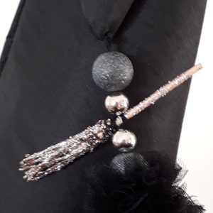 Mini silver broom witch hat and tulle pompom image 10