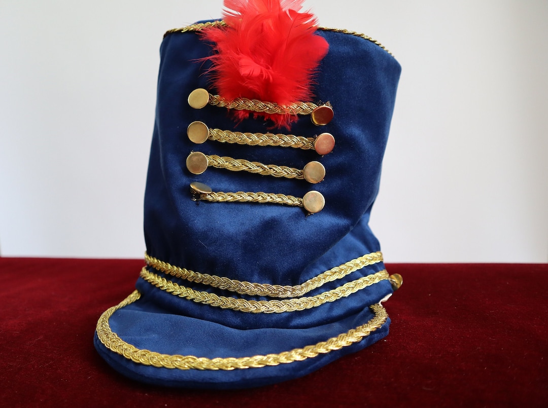 Nutcracker Hat in Blue Velvet and Red Feathers Ivory Satin Etsy