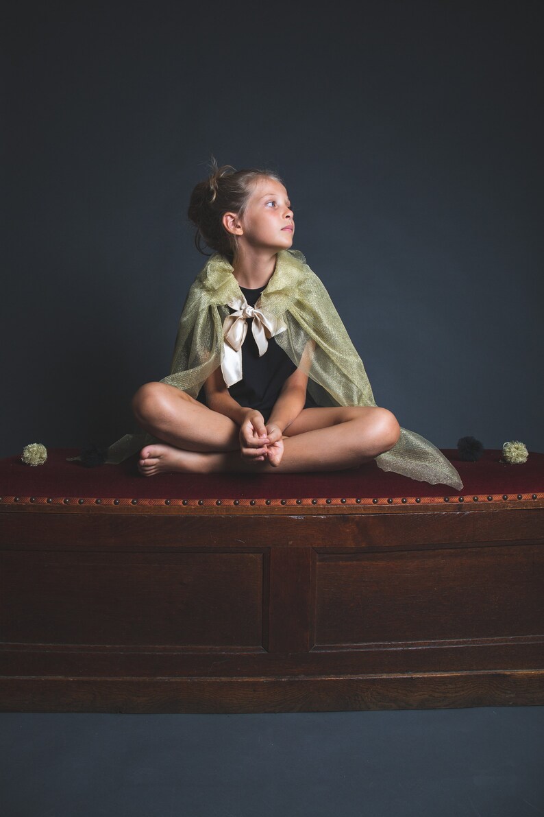Cape in gold tulle taffeta knot