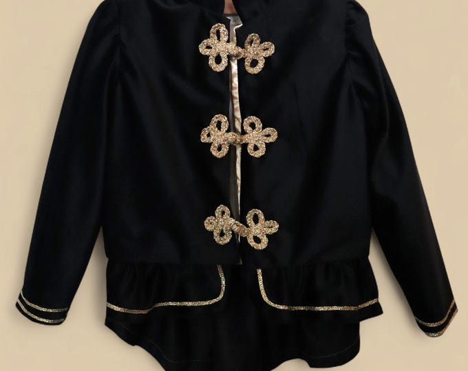 Black velvet Nutcracker jacket - Handmade Christmas costume - Children's fairy tail frock coat
