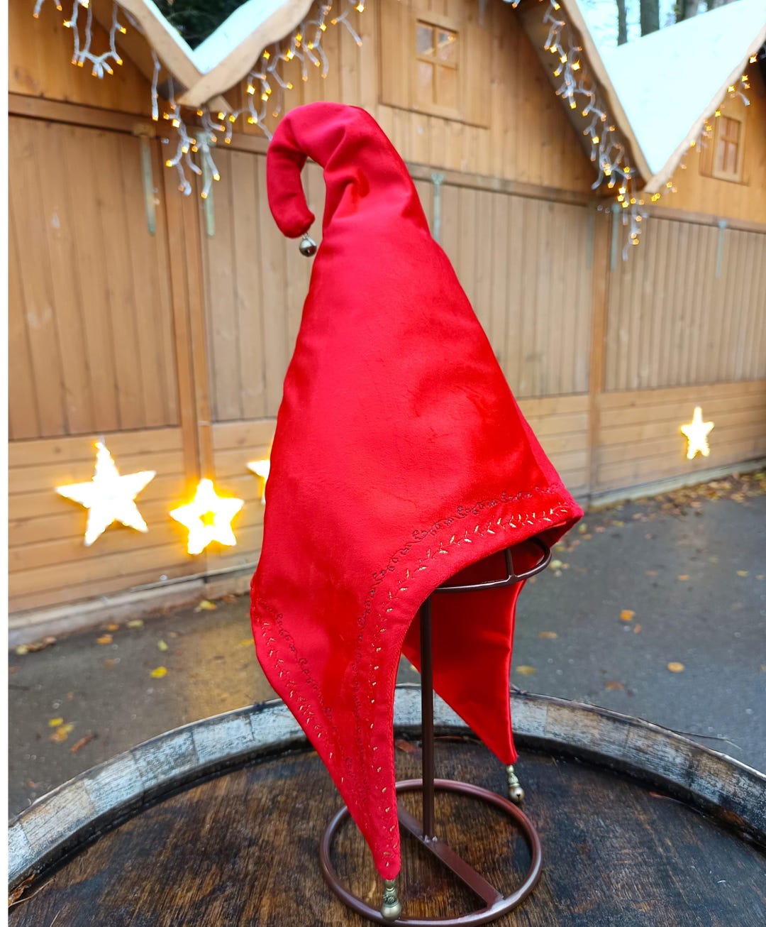 Red Velvet Elf Hat With Bells – Adjustable Size – for Kids and Adults ...