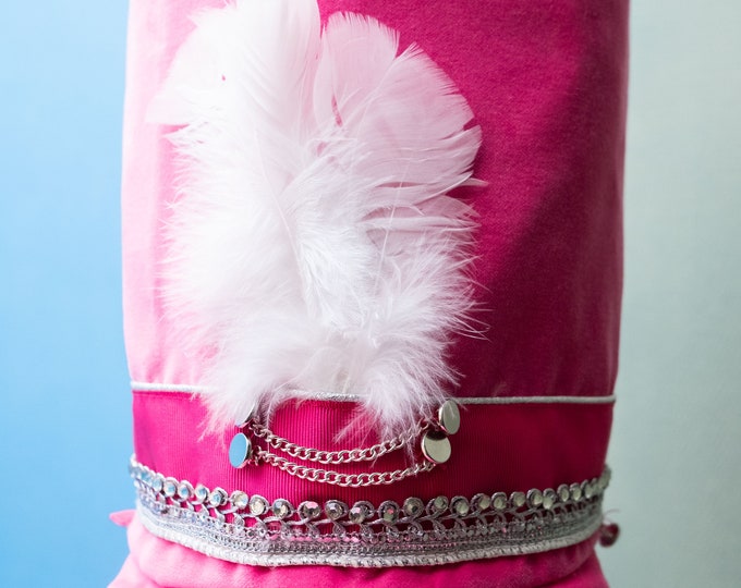 Nutcracker hat in pink velvet, pale pink satin interior