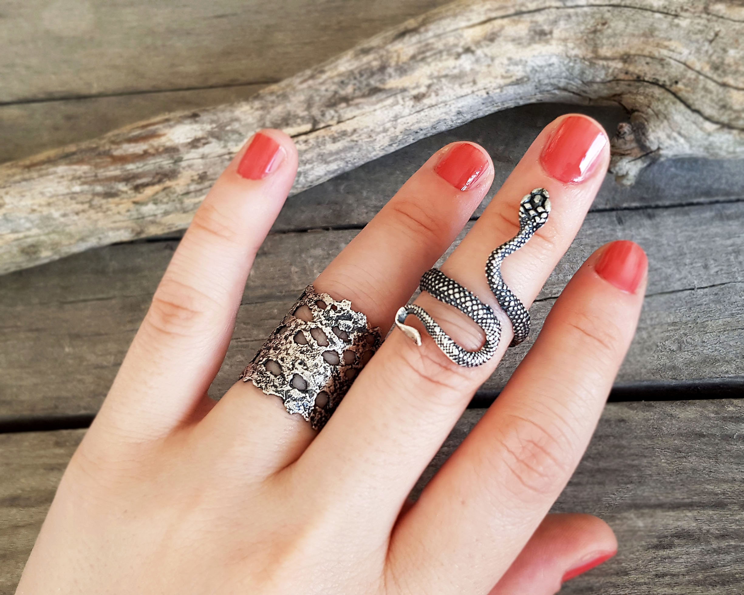 Black Snake ring dark silver snake ring open snake ring Etsy