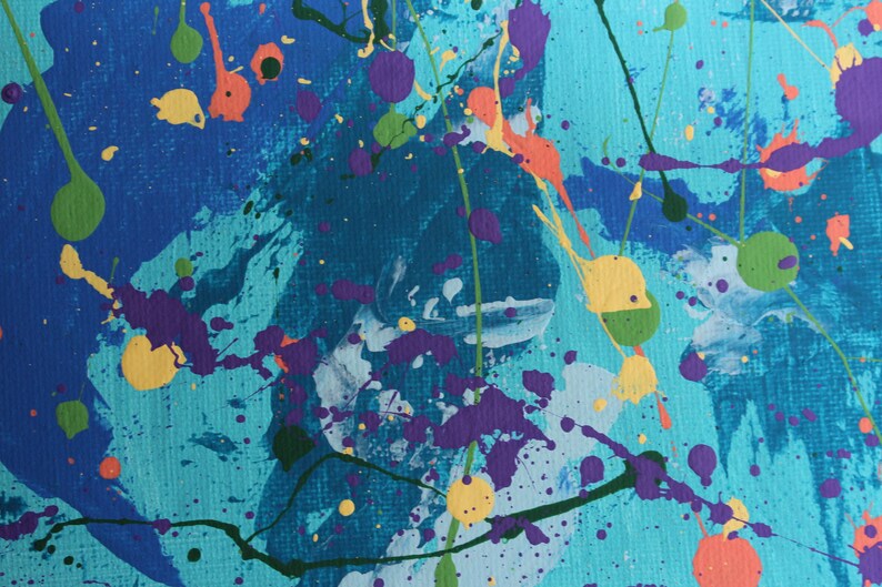 Abstract Painting, Wall Art, Blue, Green, Purple, Yellow, Orange