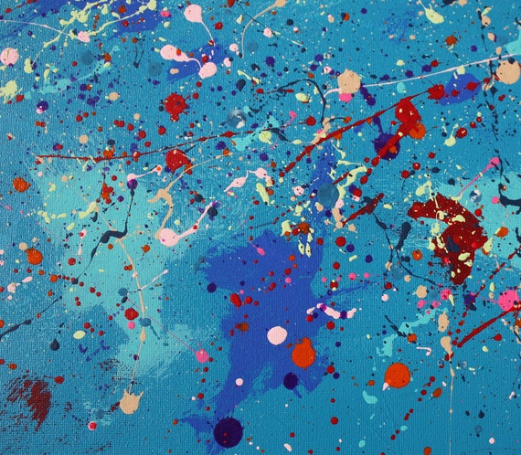抽象画、壁アート、青、ピンク、赤、緑、紫、赤、オリジナル絵画