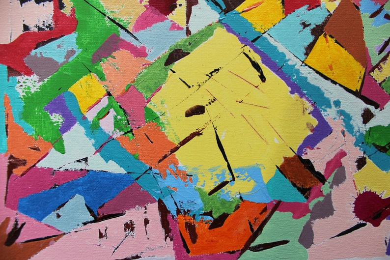 Abstract Art Wall Art Original Painting Yellow Blue Black Red - Etsy