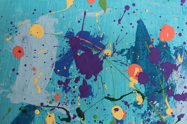 Abstract Painting, Wall Art, Blue, Green, Purple, Yellow, Orange