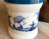Vintage opaline tobacco or cigar jar with windmills