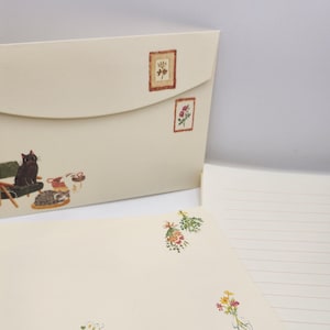 Set de papelería con temática de gatos kawaii / Sobres y papel rayado con temática de gatos adorables / Regalo para amantes de los gatos / Adorable set de escritura / Papelería kawaii
