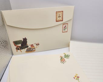 Katze Briefpapier Set | Kawaii Umschläge & liniertes Papier