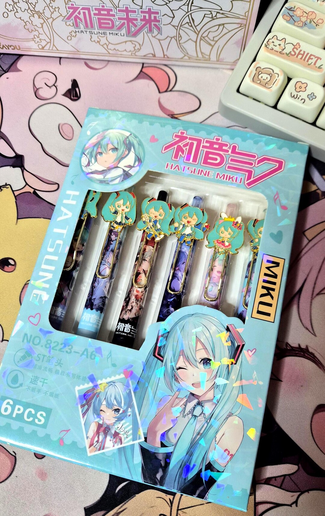 Kawaii Anime Idol Pen Set (6 Pack) – Holographic Cute Gel Pens, 0.5mm ...