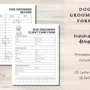 Dog Grooming Form Template |Printable Pet Grooming Record Sheet |2-Page Grooming Log for Dog Owners & Professional Groomers|Digital Download