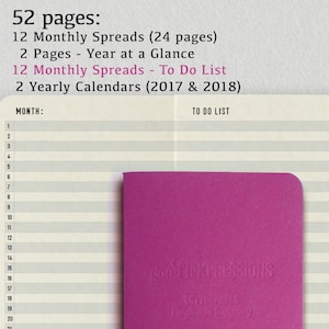 Monthly Planner FUCHSIA, Traveller&#39;s Notebook - Traveller&#39;s Notebook -14 colours - Fountain Pen,  Regular A5 Wide B6 Slim Personal,